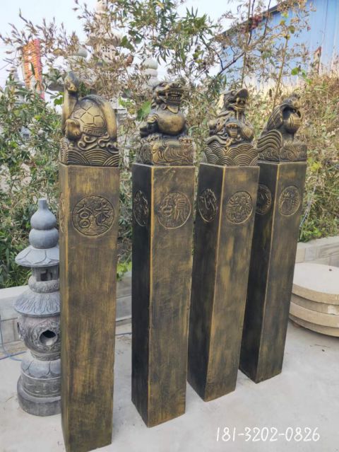 拴马桩青石雕塑