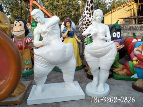 健身男女人物雕塑