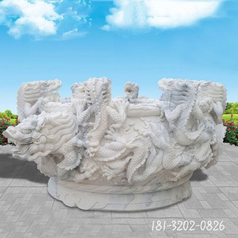 九龙戏珠浮雕水缸