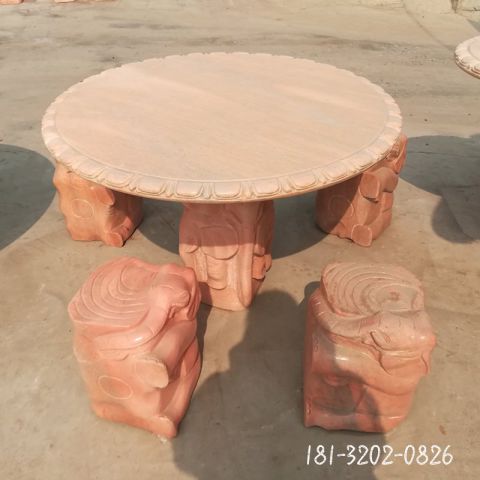 大型小象石桌凳雕塑
