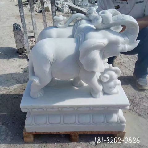 广场大理石小象雕塑
