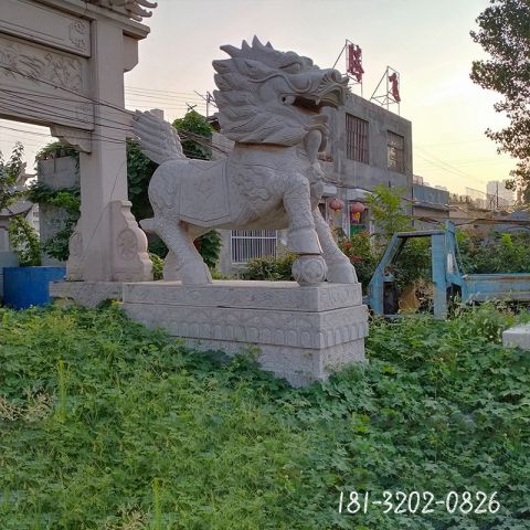 门口麒麟门墩雕塑