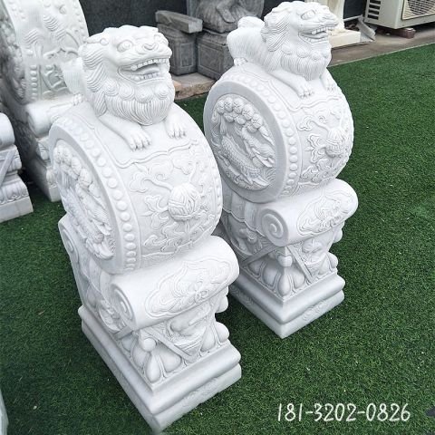 汉白玉门口抱鼓石雕塑