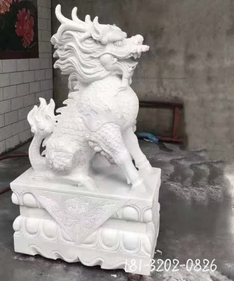 汉白玉麒麟动物雕塑
