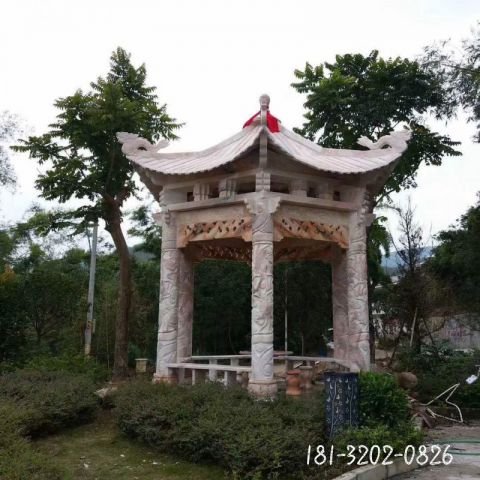 仿古园林四角凉亭雕塑