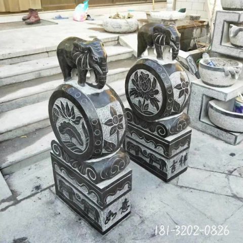 庭院青石小象抱鼓石