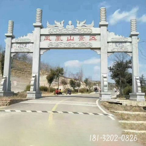 建筑三门石牌坊雕塑