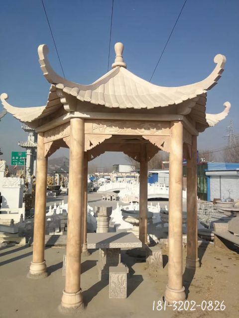 六角凉亭建筑雕塑