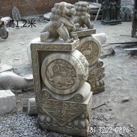 仿古石门墩狮子