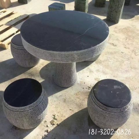 圆形公园石桌凳雕塑
