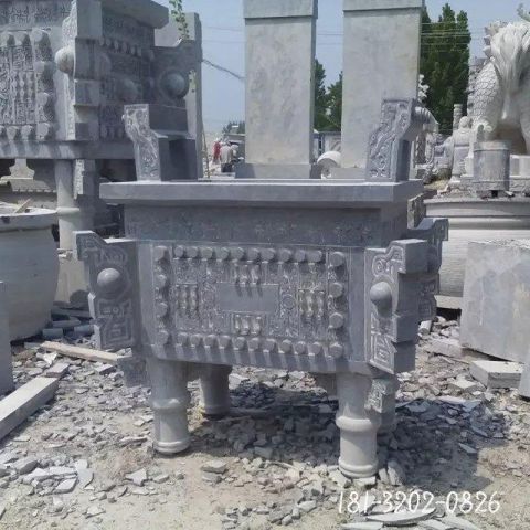 寺庙大理石鼎雕塑