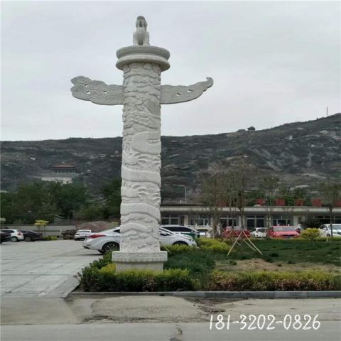 大型建筑龙柱石雕