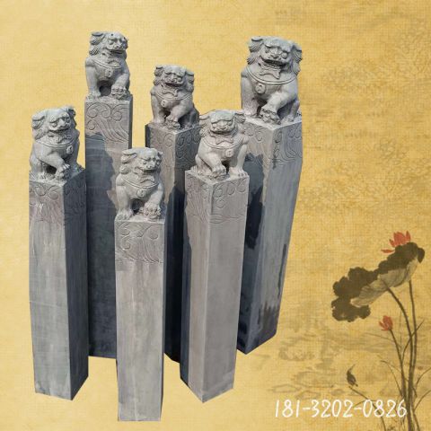 仿古狮子拴马桩雕塑