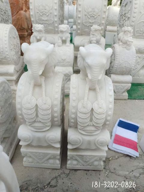 大型小象抱鼓石雕塑