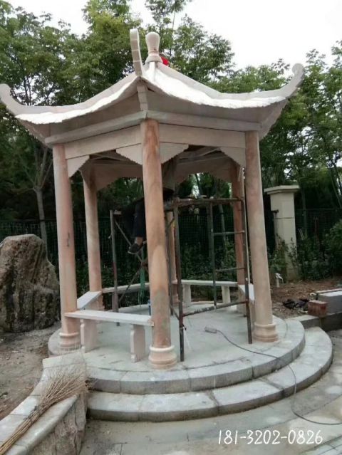 景区古建筑凉亭雕塑