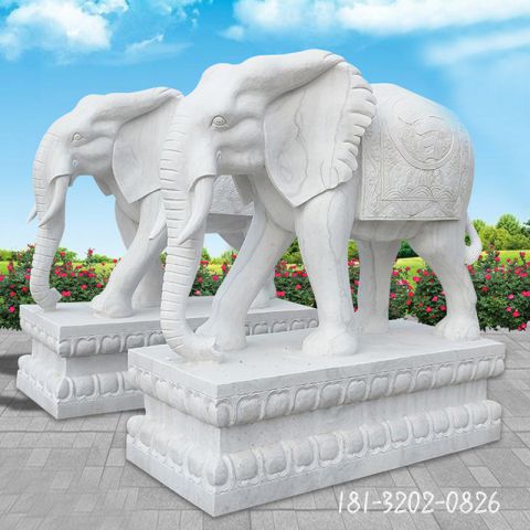 汉白玉户外吉祥大象雕塑
