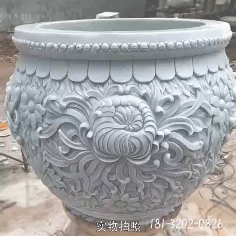 纹浮雕水缸雕塑