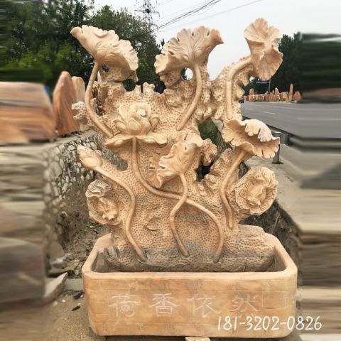 荷花水缸雕塑