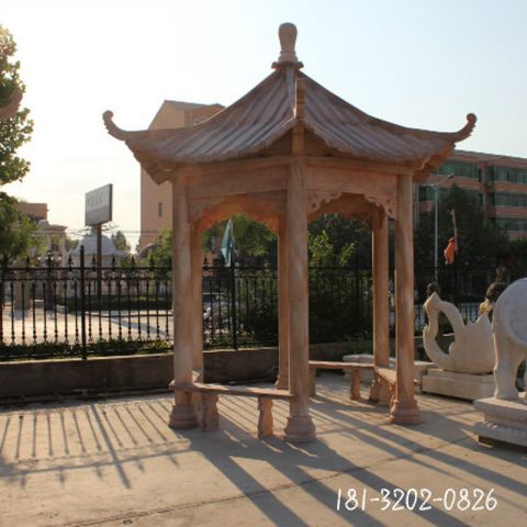 城市仿古四角凉亭雕塑