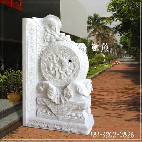 庭院汉白玉抱鼓石门墩雕塑