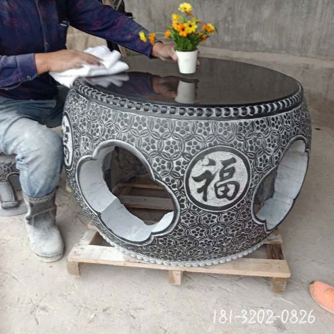 庭院仿古镂空石桌雕塑