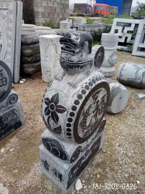 鲤鱼仿古抱鼓石雕塑