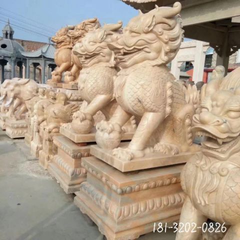 仿古动物神兽门墩雕塑