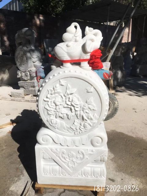 大型仿古抱鼓石门墩雕塑